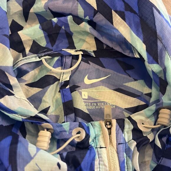 Nike Blue Pattern Athletic Workout Lightweight Jacket Women Large - Picture 3 of 6